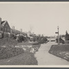 Radburn, New Jersey, a privately financed model town which furnished some of the ideas for the Suburban Resettlement Administration's Greenbelt towns. Houses showing the plan by which thoroughfares are eliminated from the front of the houses.