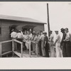 Workmen receiving paychecks, Greenbelt, Maryland.