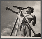 Surveyor working in a model community planned by the Suburban Division of the United States Resettlement Administration, Greenbelt, Maryland.