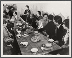 James Baldwin at meal with others at Issyk-Kul Forum
