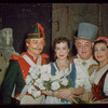 Frank Valentino, Patrice Munsel, Salvatore Baccaloni, and Paula Lenchner in costume for L'elisir d'amore at the Metropolitan Opera