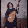 Lute player Suzanne Bloch in costume for Falstaff at the Metropolitan Opera