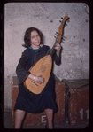 Lute player Suzanne Bloch in costume for Falstaff at the Metropolitan Opera