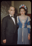 Conductor Max Rudolf with his daughter Marianne Rudolf in costume for Faust at the Metropolitan Opera