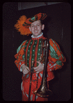Trombonist Julian Menken in costume for Faust at the Metropolitan Opera
