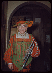Trumpeter Vincenzo Di Landro in costume for Faust at the Metropolitan Opera