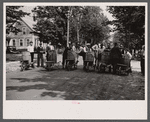 Start of the two-man wheelbarrow and barrel race. Fair at Albany, Vermont.