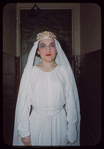 Chorus soprano Frederica Fondo in costume for Lohengrin at the Metropolitan Opera