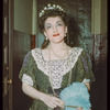 Chorus soprano Frederica Fondo in costume for Lucia di Lammermoor at the Metropolitan Opera