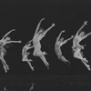 Vicki Frederick, Christopher Chadman, Charles Ward, Linda Haberman, and Gail Benedict jumping in a scene from the stage production Dancin'