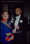 Chorus tenor Abraham Tamres and bass Rudolf Mayreder in costume for Die Fledermaus at the Metropolitan Opera