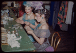 Chorus sopranos Evangeline De Florio and Helen Frazier in costume for Die Fledermaus at the Metropolitan Opera