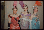 Chorus sopranos Stella Gentile, Matilda Zilz, and Belle Blau in costume for Die Fledermaus at the Metropolitan Opera