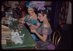 Chorus sopranos Evangeline De Florio and Helen Frazier in costume for Die Fledermaus at the Metropolitan Opera