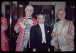 Lorenzo Alvary and Alessio De Paolis in costume for Manon Lescaut with conductor Fausto Cleva at the Metropolitan Opera