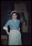 Chorus soprano Frederica Fondo in costume for Manon Lescaut at the Metropolitan Opera