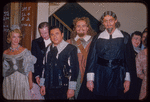 Lily Pons, conductor Pietro Cimara, Jan Peerce, Leonard Warren, and an unidentified performer during a Metropolitan Opera tour of Lucia di Lammermoor in Cleveland