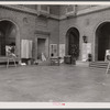Washington, D.C. Exhibition of textiles produced by Work Projects Administration weaving projects in Kentucky and Tennessee, held in the courtyard of the United States Department of Agriculture building.