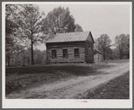 Schoolhouse on passover area to be abandoned soon. Lake of the Ozarks recreational project, Missouri.