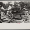 Firemen's muster. Boothbay center, Maine. Typical handpump manned by twenty-four men, twelve along each of the handle bars.