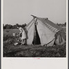 The Harry Stanfords, living in a makeshift tent in the same spot where their new trailer is parked now. Childersburg, Alabama.
