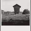 Corn crib near Bartlett, West Virginia. Typically-formed crib, following shape of southeastern American Indian crib but adapted in materials by European colonists. This crib with typically flaring sides, found commonly in Michigan and Ohio.