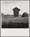 Corn crib near Bartlett, West Virginia. Typically-formed crib, following shape of southeastern American Indian crib but adapted in materials by European colonists. This crib with typically flaring sides, found commonly in Michigan and Ohio.