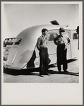 Messrs. Kaunetz (or Kauneel), father and son, pioneers in auto trailers using yatch construction methods. Steam-bending elm. Bay City, Michigan.