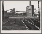 Hanna furnaces of the Great Lakes Steel Corporation. Detroit, Michigan. General view of coke oven and quenching tower.