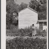 Mrs. Eugene Smith working in her garden