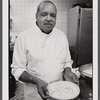 Foodservice worker presenting pie