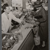 Cashier serving customers
