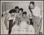 Mrs. Anne G. Jones blowing out candles on 73rd birthday