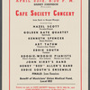 Café Society Carnegie Hall concert program