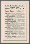 Café Society Carnegie Hall concert program