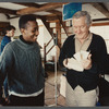 Film crew talking with William Styron