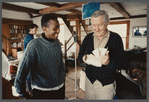 Film crew talking with William Styron