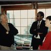 Film crew talking with William Styron