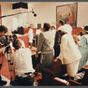 Churchgoers stand during filming at Central Holiness Church of God