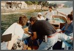Film crew shooting from boat in Istanbul