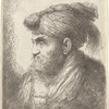 Man with a Beard and Mustache, Wearing a Tassled Headdress, Facing Left