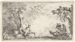 A Satyr Seated Beside a Statue of Priapus