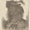 Man Wearing a Plumed Fur Cap and a Scarf