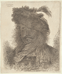 Man Wearing a Plumed Fur Cap and a Scarf