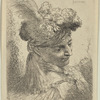 Young Man Wearing a Fur Headdress with a Headband, Facing Right