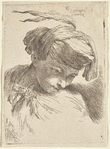 Young Man with His Head Leaning Against His Shoulder, Wearing a Plumed Headdress