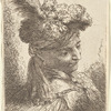 Young Man Wearing a Fur Headdress with a Headband, Facing Right