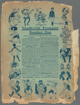 Inside back cover of the periodical The Vaudeville Prompter, No. 3, featuring caricatures of various performer types