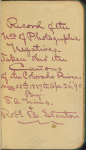 Volume 5, Record of the nos. of photographic negatives taken thru the cañons of the Colorado River May 25th, 1889 to Apr. 26, '90 by F.A. Nims & Robt. B, Stanton
