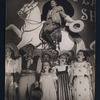 Ray Middleton (on horse), two unidentified cast members, Marlene Cameron, Camilla De Witt, and Nancy Jean Raab in the stage production Annie Get Your Gun